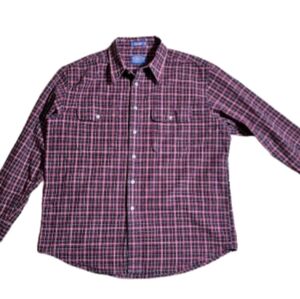 Pendleton Red Plaid Cotton Flannel Button Down Shirt Men's Size XL